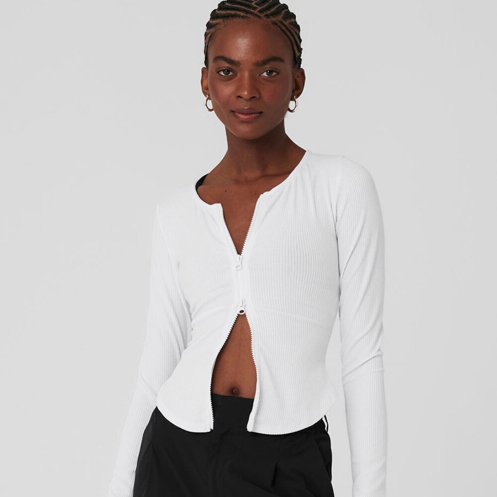 Alo Yoga Ribbed Stardust Long Sleeve Jacket Size M